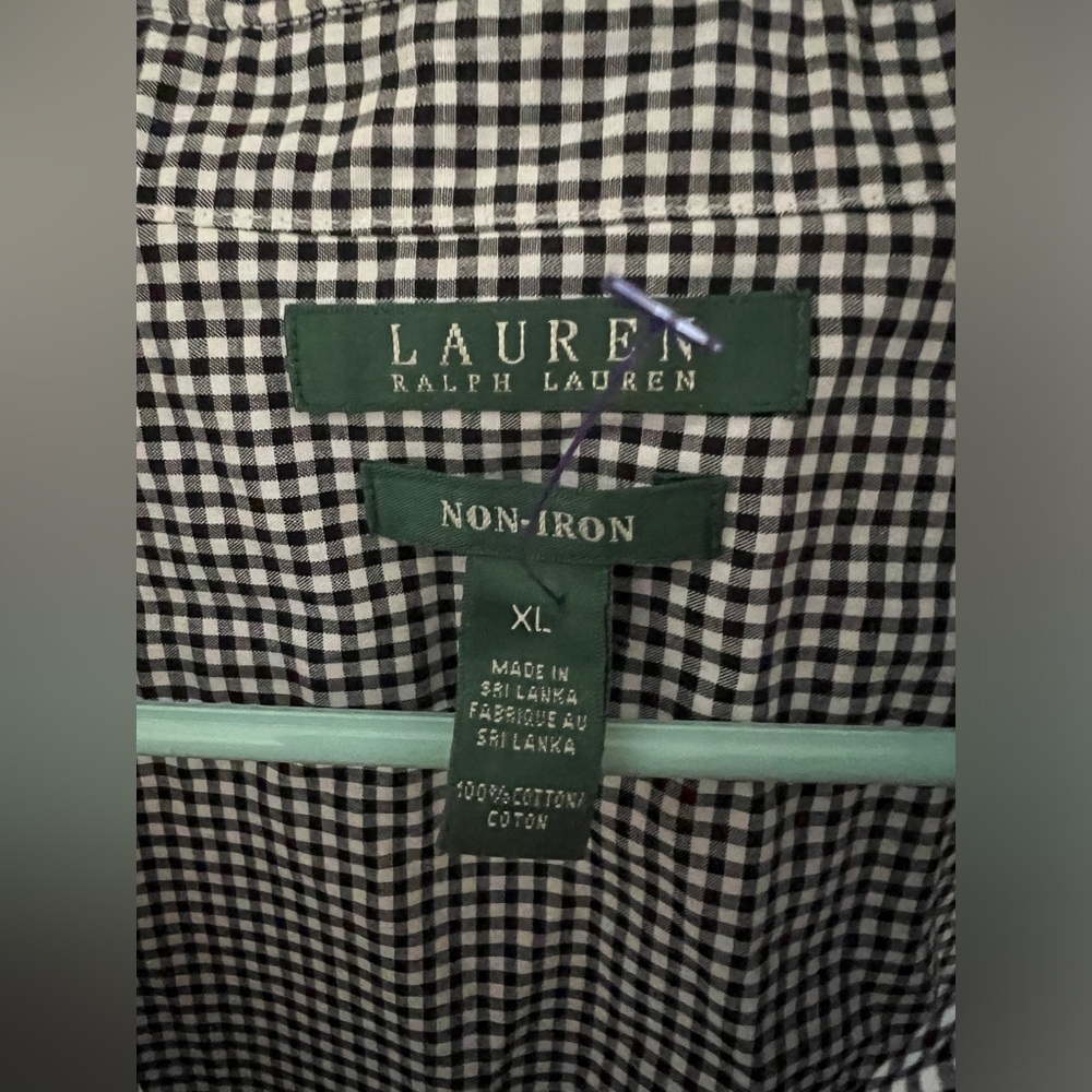 Non Iron Black Gingham Sleeveless Button Down Ralph Lauren - Picture 3 of 3